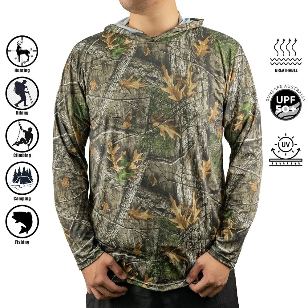 Camisa de pesca con capucha de manga larga para hombre, protección Uv, Camuflaje al aire libre, absorbe la humedad, Jersey, ropa de pesca