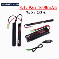 2/3A 8.4V 9.6v 1600mAh Battery with Mini Tamiya connector And USB Charger for Airsoft Guns Toy Parts