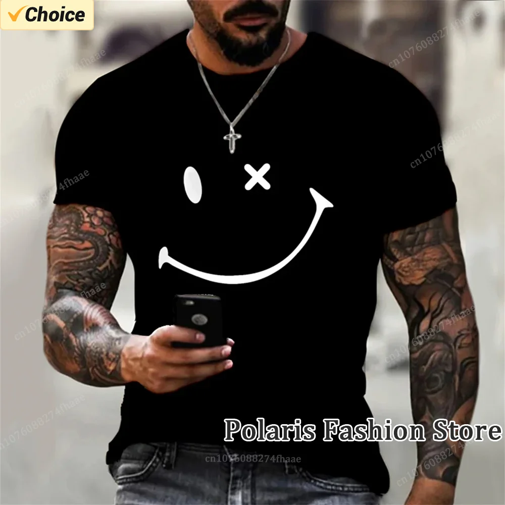 Smiley Face Tshirt Men Funny T Shirt Summer Short Sleeve TEE Oversized Clothes Vintage Tops Hip Hop For Kids Free Shipping
