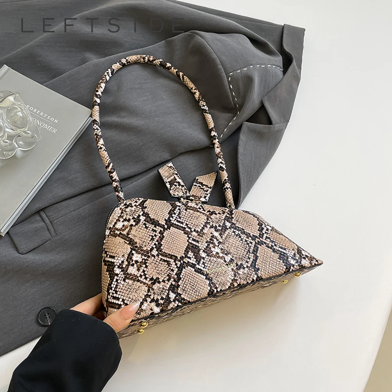 

LEFTSIDE Pu Leather Underarm Bags for Women 2025 Korean Fashion Leopard Handbags and Purses Small Luxury Party Shoulder Bag