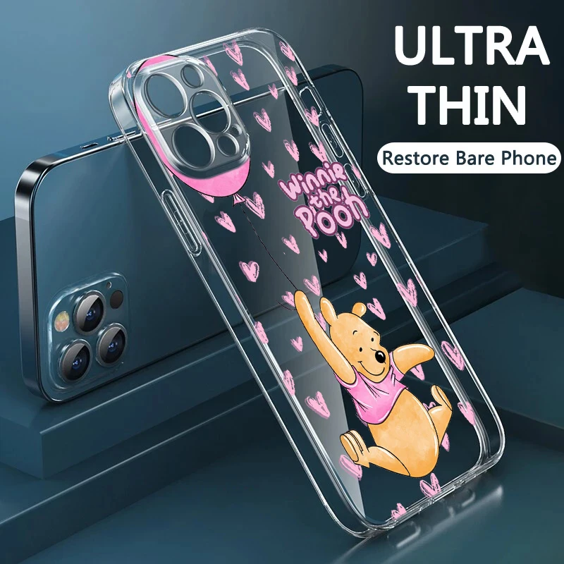 Winnie The Pooh For Apple iPhone 14 13 12 11 Pro Max Mini XS Max X XR 7 8 Plus 5S Silicone Transparent Phone Case Coque Capa