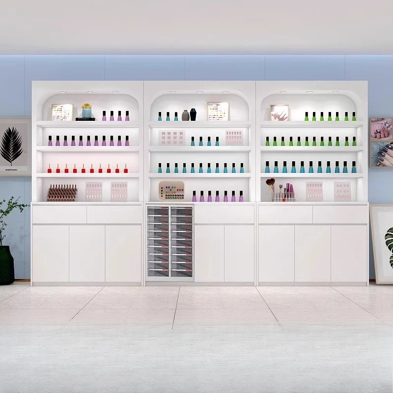 

Скандинавский креативный шкаф-витрина для ногтей Современный простой шкаф для хранения Дизайнерская мебель для салона из массива дерева Полка Для Книг FYMC