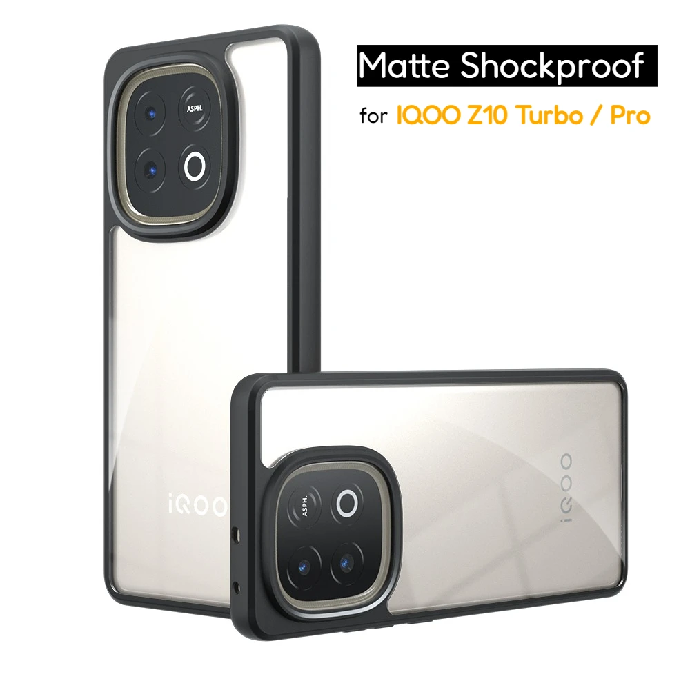 Matte klare Handyhülle für VIVO IQOO Z10 Turbo Plus Acryl PC + TPU stoßfeste Stoßstangenabdeckung für IQOO Z10Turbo Pro V2453A