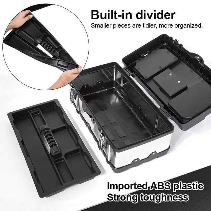 17-Inch Tool Box Organizer Toolbox Stainless Steel Dual Lock Secured Small Parts Storage Box Truly Rugged