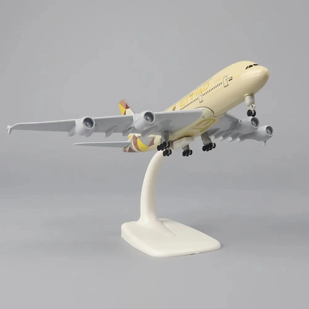 New Metal airplane model 20cm 1:40 Etihad A380 Metal Replica Alloy Material Aviation Simulation Children Boys Gift