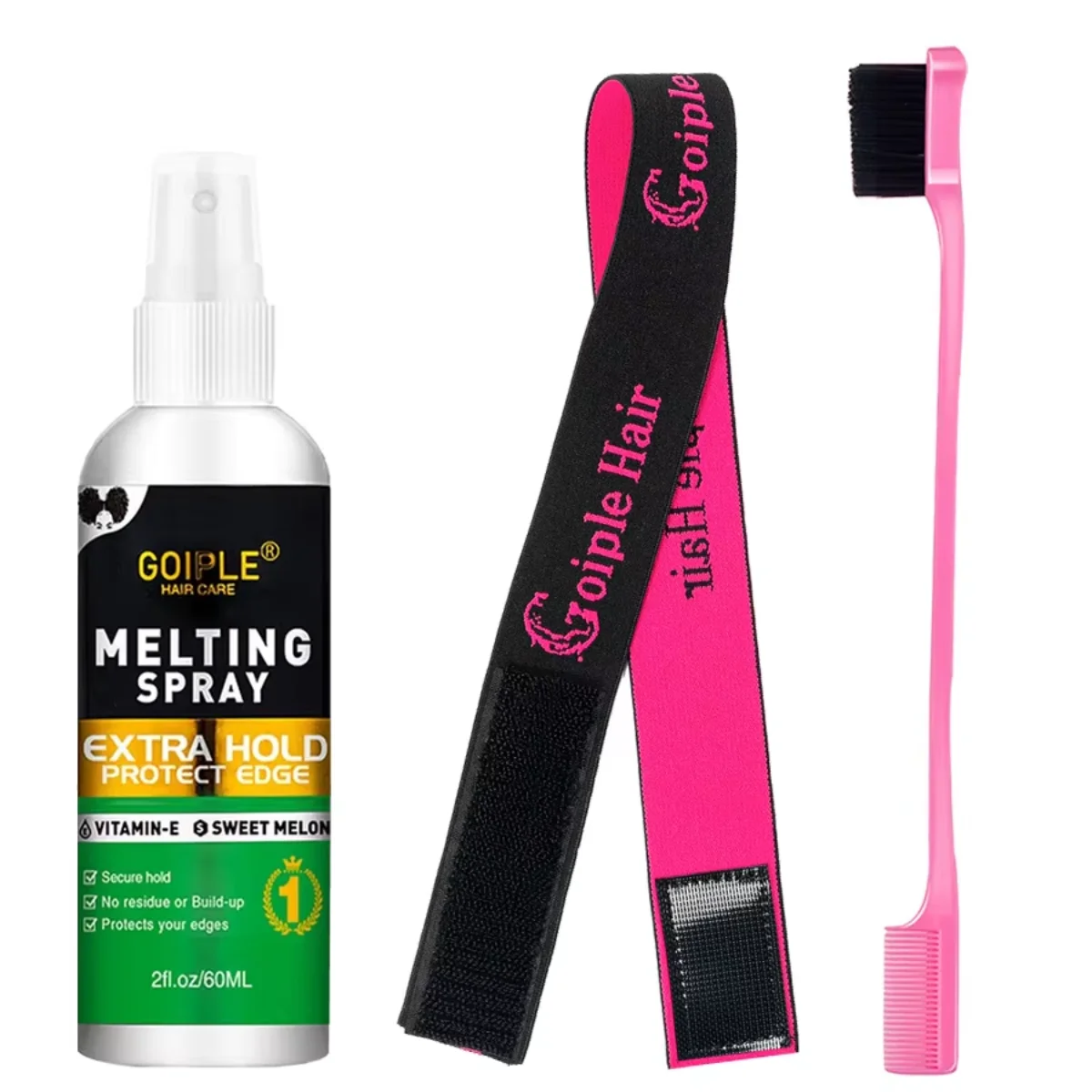 GOIPLE Wig Installation Set,60ml Melting Spray and Hair Brush & Bairband Accessories,Quick-drying Lace Wig Glue for Protect Edge