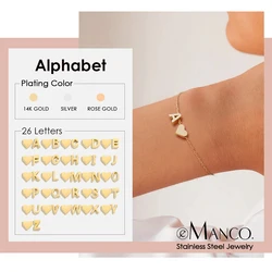 EManco Initial Bracelet DIY Personalized Name Heart Bracelets Stainless Steel Jewelry Girls Anniversary Gift