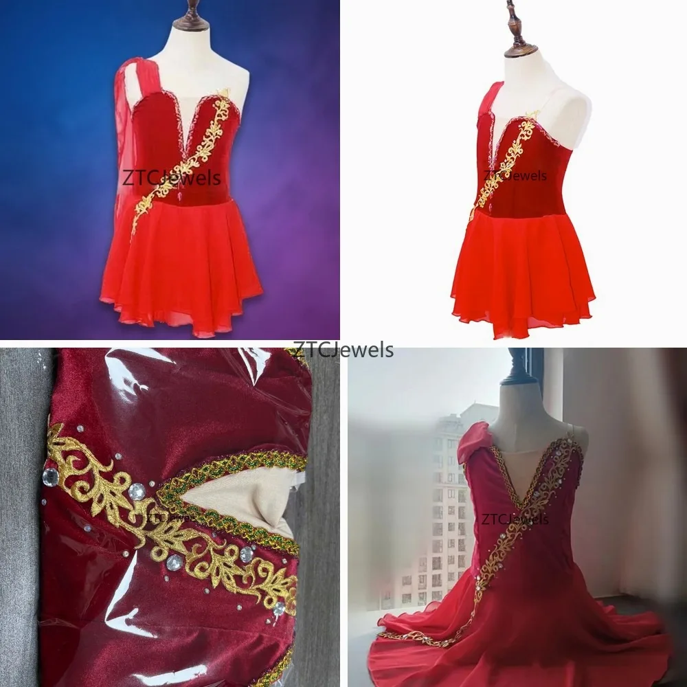 Vestido de Ballet para Cosplay, Tutú Rojo de Bailarina, Disfraz de Danza para Niñas, Mujeres y Adultas, Vestido Moderno de Cupido de Chifón