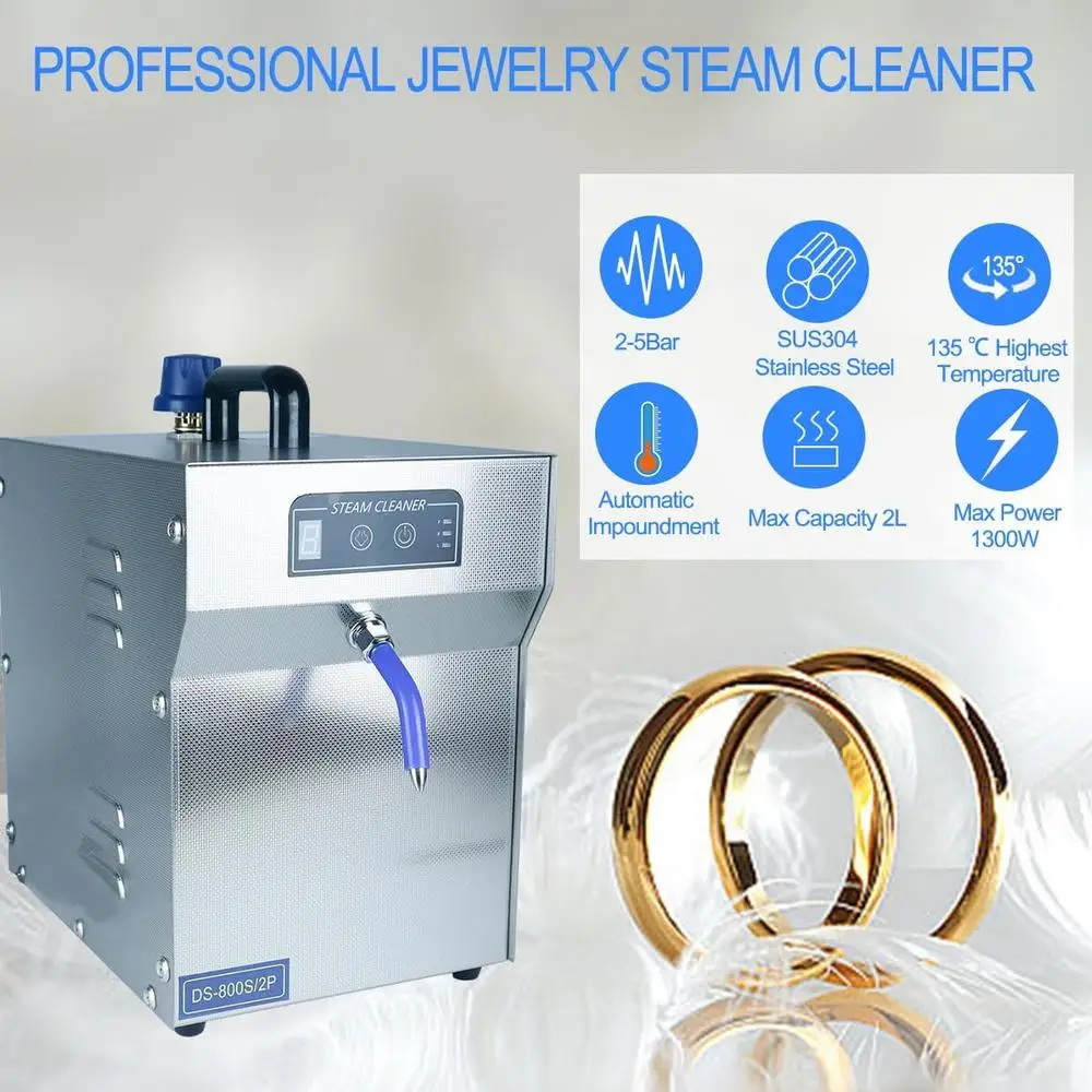 Professional Jewelry Steam Cleaner 1200W 2L High Pressure Efficient Watch Ring Cleaner with Adjustable Nozzles Automatic