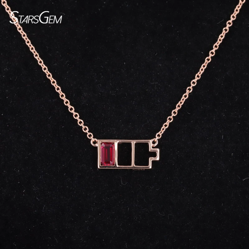 

Золотое ожерелье Starsgem изумрудной огранки 3*5 мм, выращенное в лаборатории рубиновое ожерелье с цепочкой