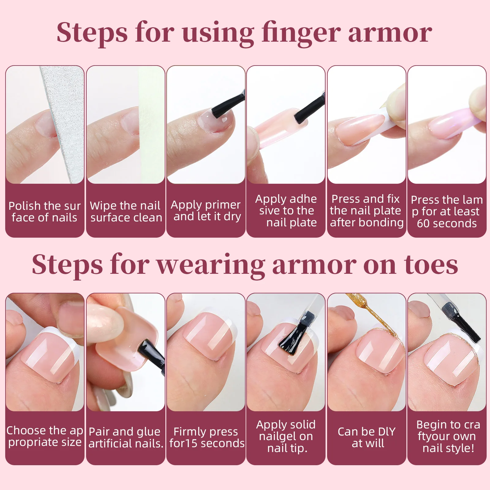 288 قطعة/صندوق الاكريليك الفرنسية الأظافر كاذبة متوسطة مربع درع غطاء كامل مسمار نصائح يمكن إزالة حجم مختلط اضغط على الأظافر #5