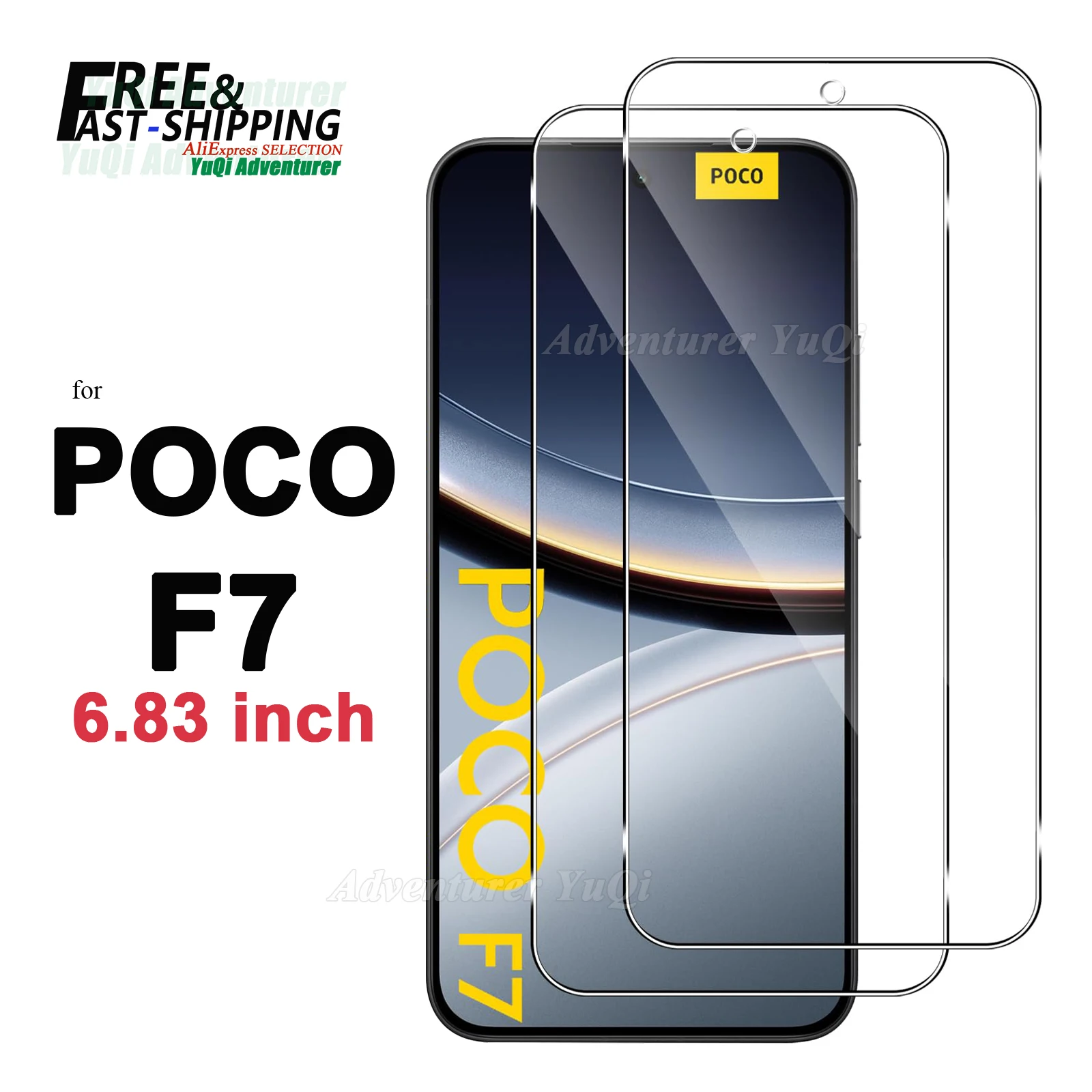 

Screen Protector For POCO F7 6.83 inch Tempered Glass NOT Full Cover HD Crystal 9H Anti Scratch Case Friendly