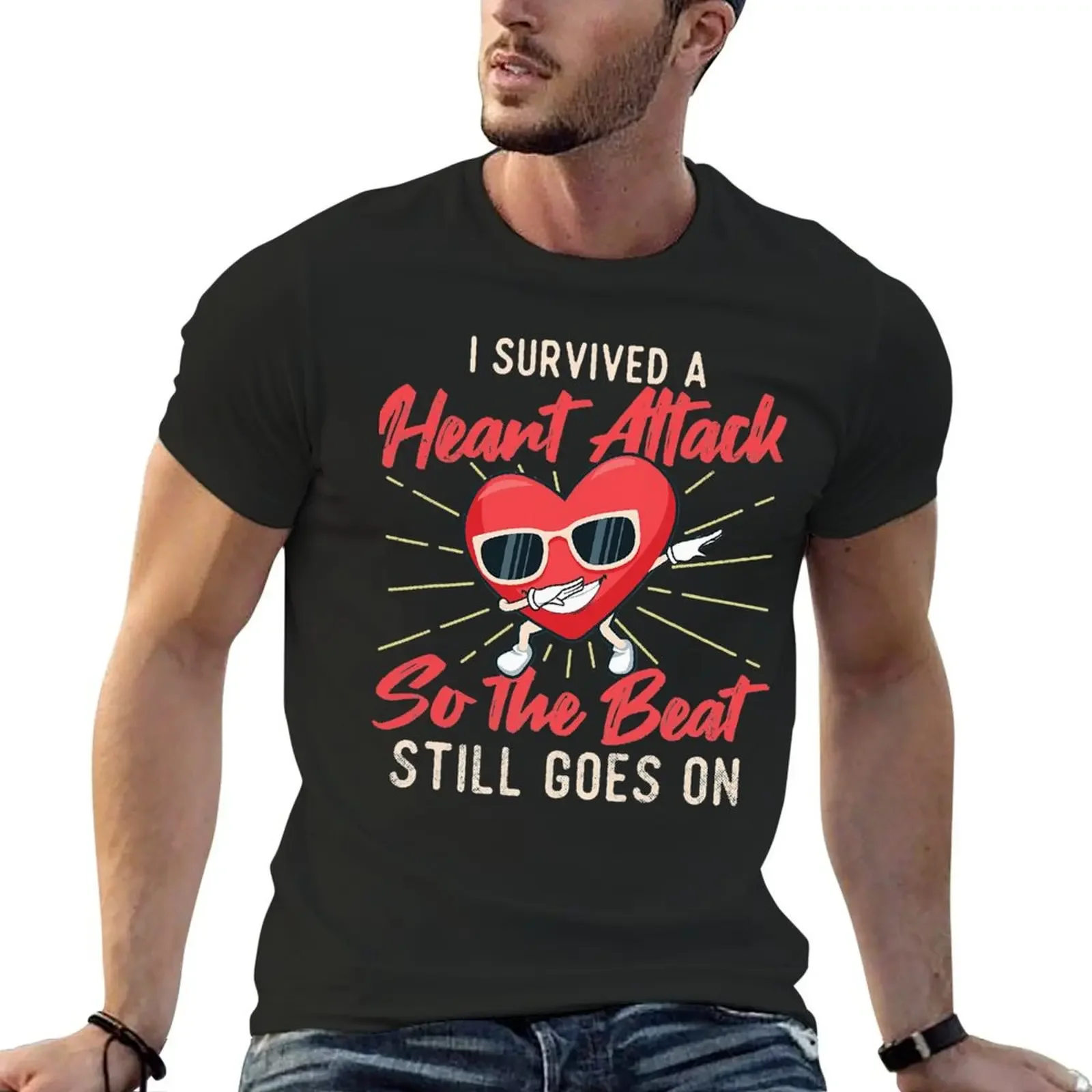 

I Survived A Heart Attack - Heart Attack Survivor Recovery T-Shirt cotton graphic tees summer top t shirts for men graphic