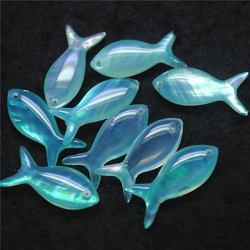 

11PCS Fish Pendants 24X10MM Resin Material With Abalone Paper Material GOOD FOR YOUR JEWELRY DESIGNS