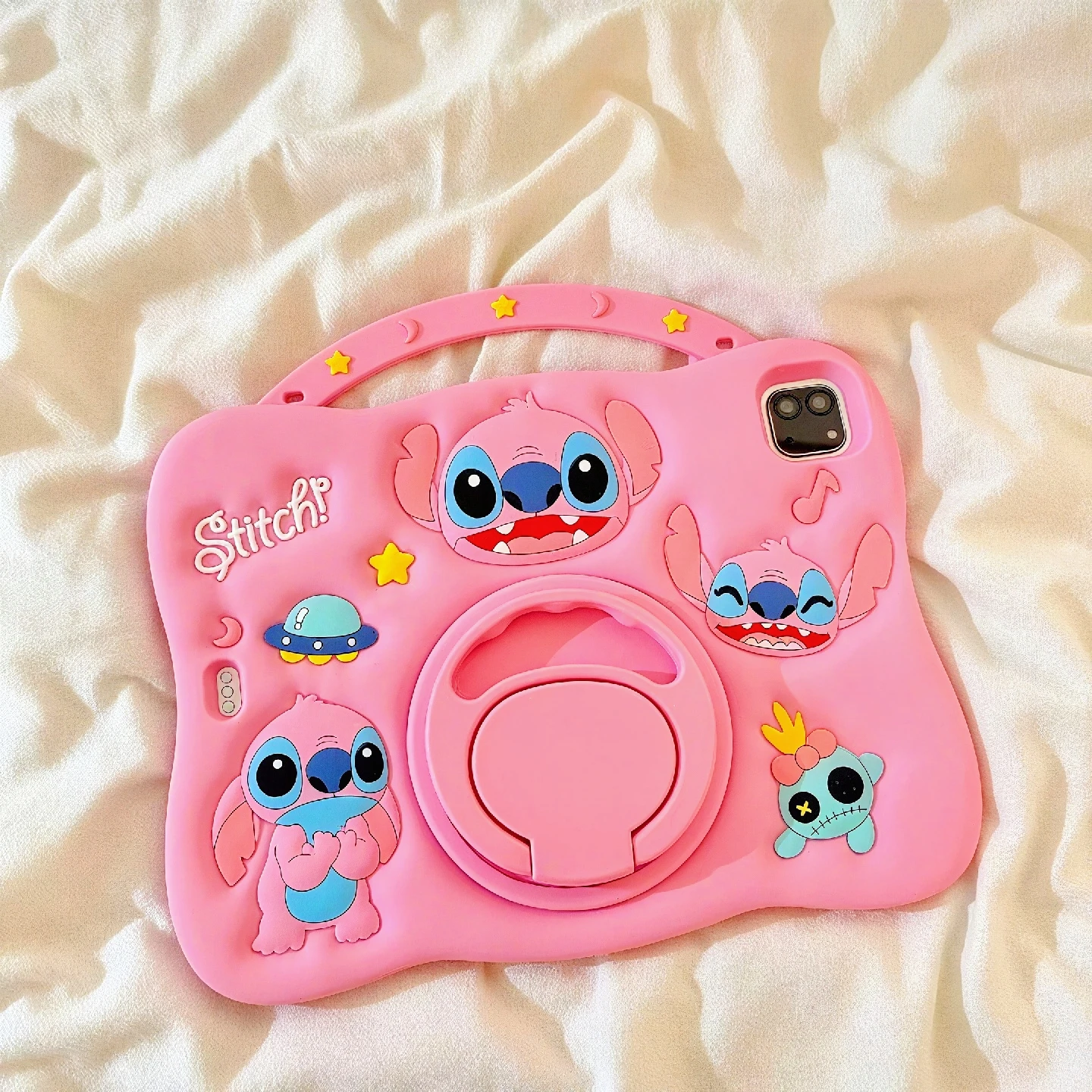 

Cute 3D Cartoon Stitch Silicone Rotating Stand Handheld Kids Tablet Case for Samsung Tad A9 X110 X115 X117 A11 8.7" A9Plus Cover