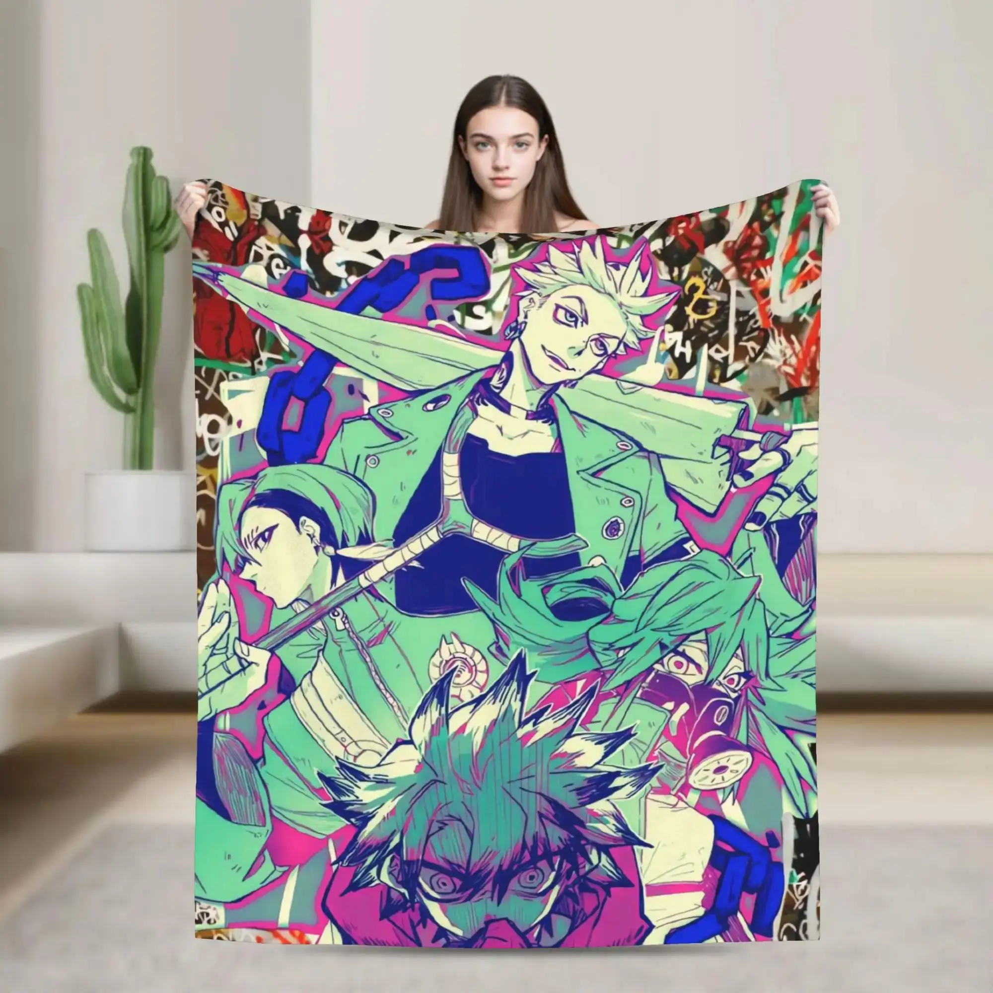 

Super Soft Flannel Blanket for Bed Sofa Travel Anime Gachiakutas Themed Throw for Bedroom Office Funny Bed Cover