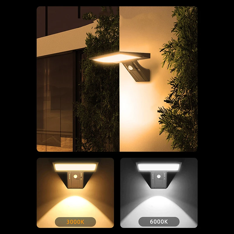 

For Porch Yard Garden Solar OutdoorLights Motion Sensor With Control 90LED 3 Color 4Modes Security Flood Waterproof Light