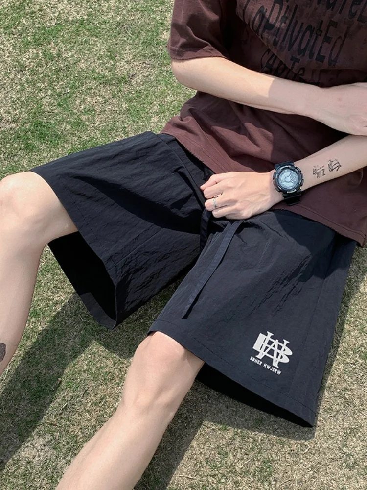 

Мужские повседневные брюки в американском стиле, летние, тонкие, новые, модные, спортивные, свободные, широкие, прямые, средней длины