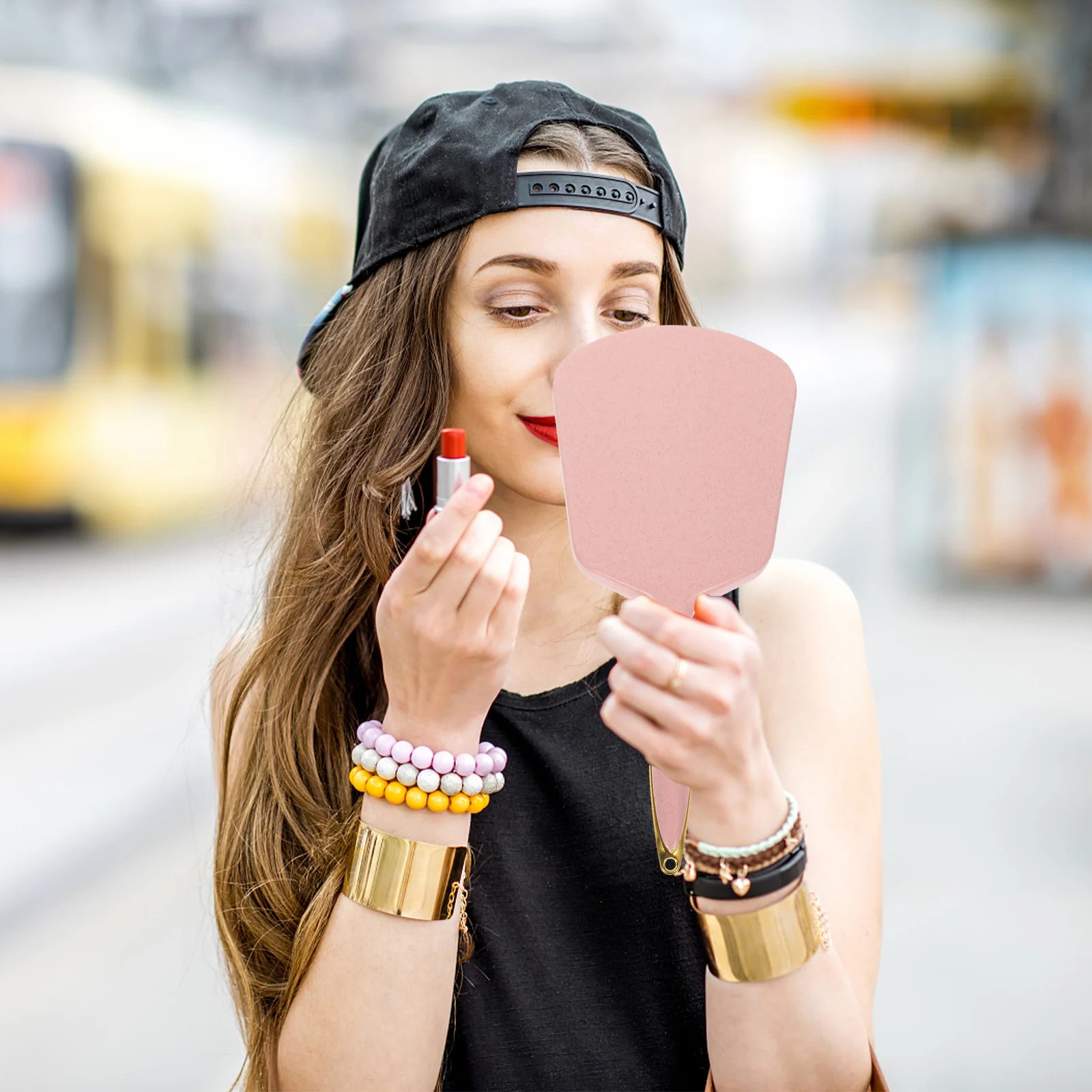 

Women Handheld Makeup Mirror with Comfortable Grip Stylish and Durable for Home and Travel Hand Mirror Makeup Accessories