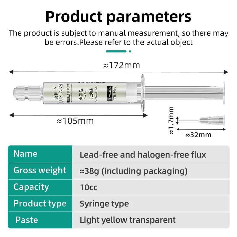 LUXIANZI 10CC 솔더 플럭스 페이스트 무연 무취 무세척, 휴대폰 노트북 IC BGA 수리 도구 바늘 용접 오일