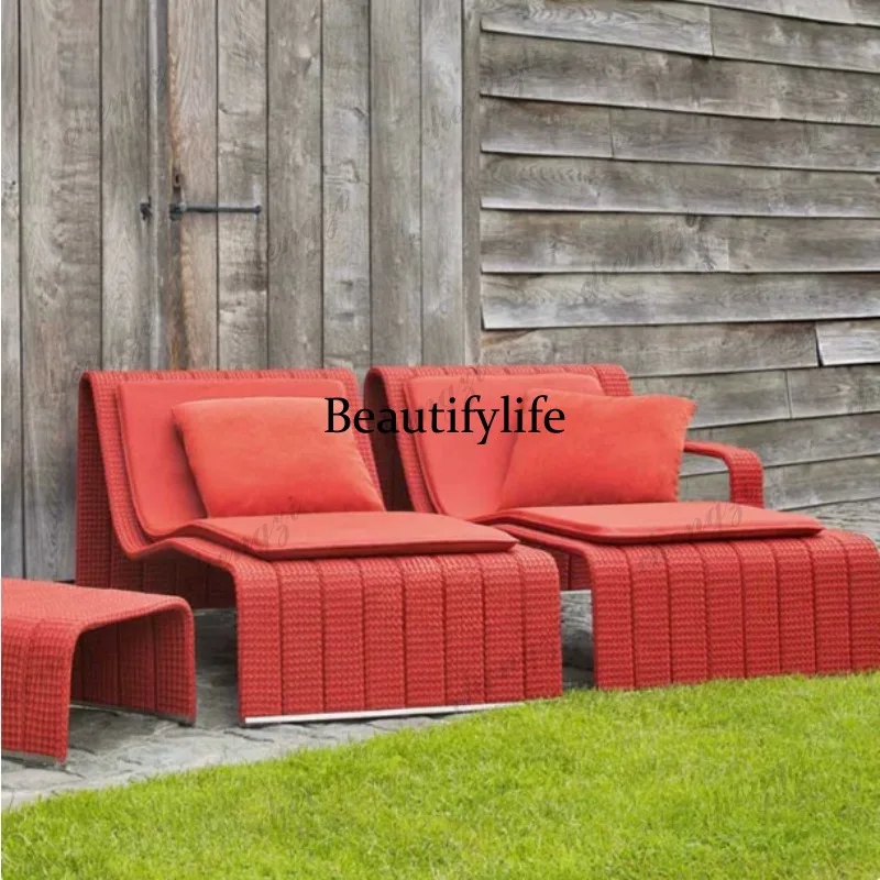 

Outdoor rattan sofa courtyard waterproof sunscreen leisure furniture hotel homestay swimming pool outdoor terrace rattan chair