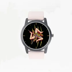 Reloj de pulsera de cuarzo con patrón personalizado para hombre, 3 manos, diseño de Sicily, trípode, Medusa, regalos, ventiladores de recuerdo, niños, mamá