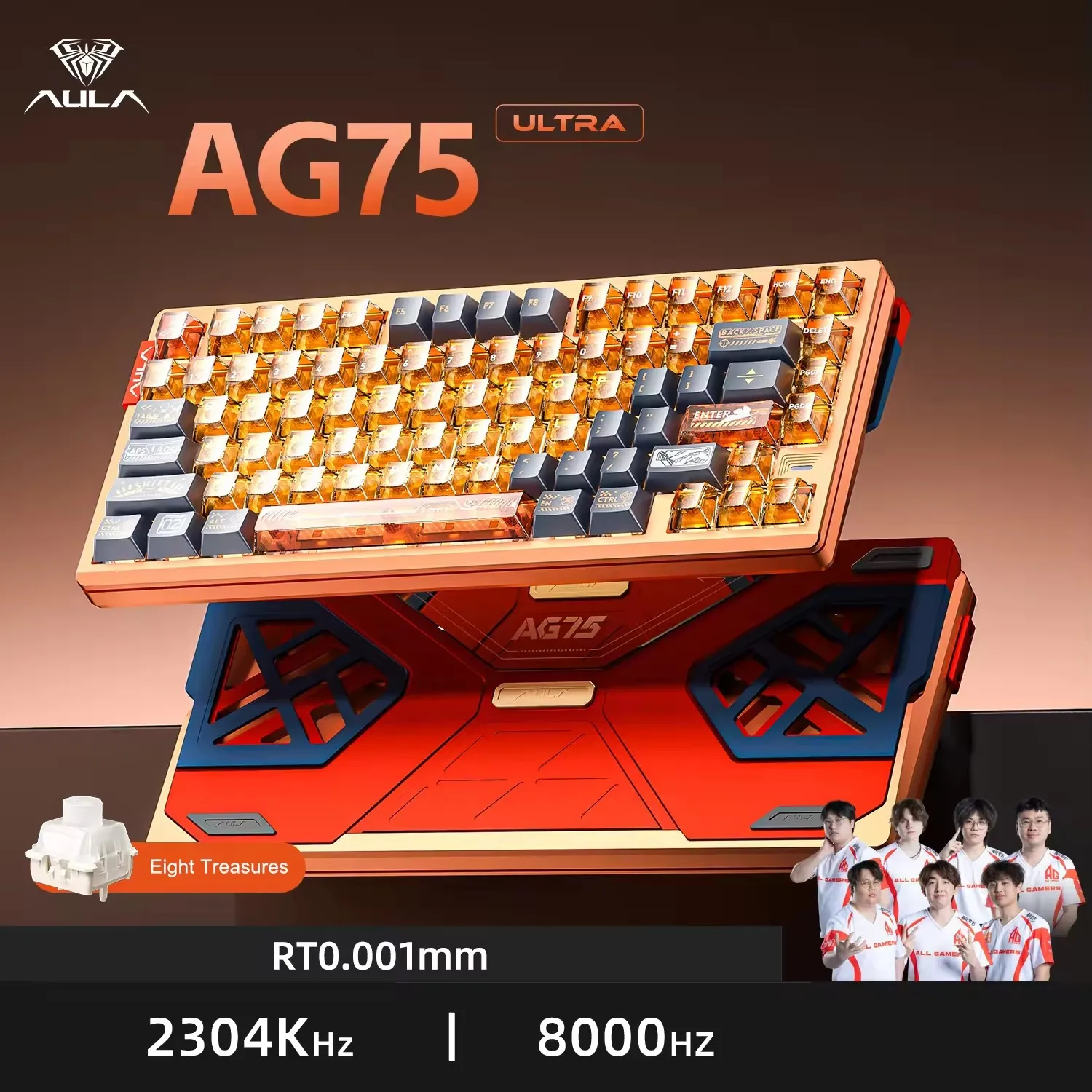 AULA AG75 Wired Single‑Mode Magnetic Switch Keyboard 75% CNC Alu Shell Hot‑swap,8000Hz Polling Rate HIFI RGB Backlit for FPS Gam