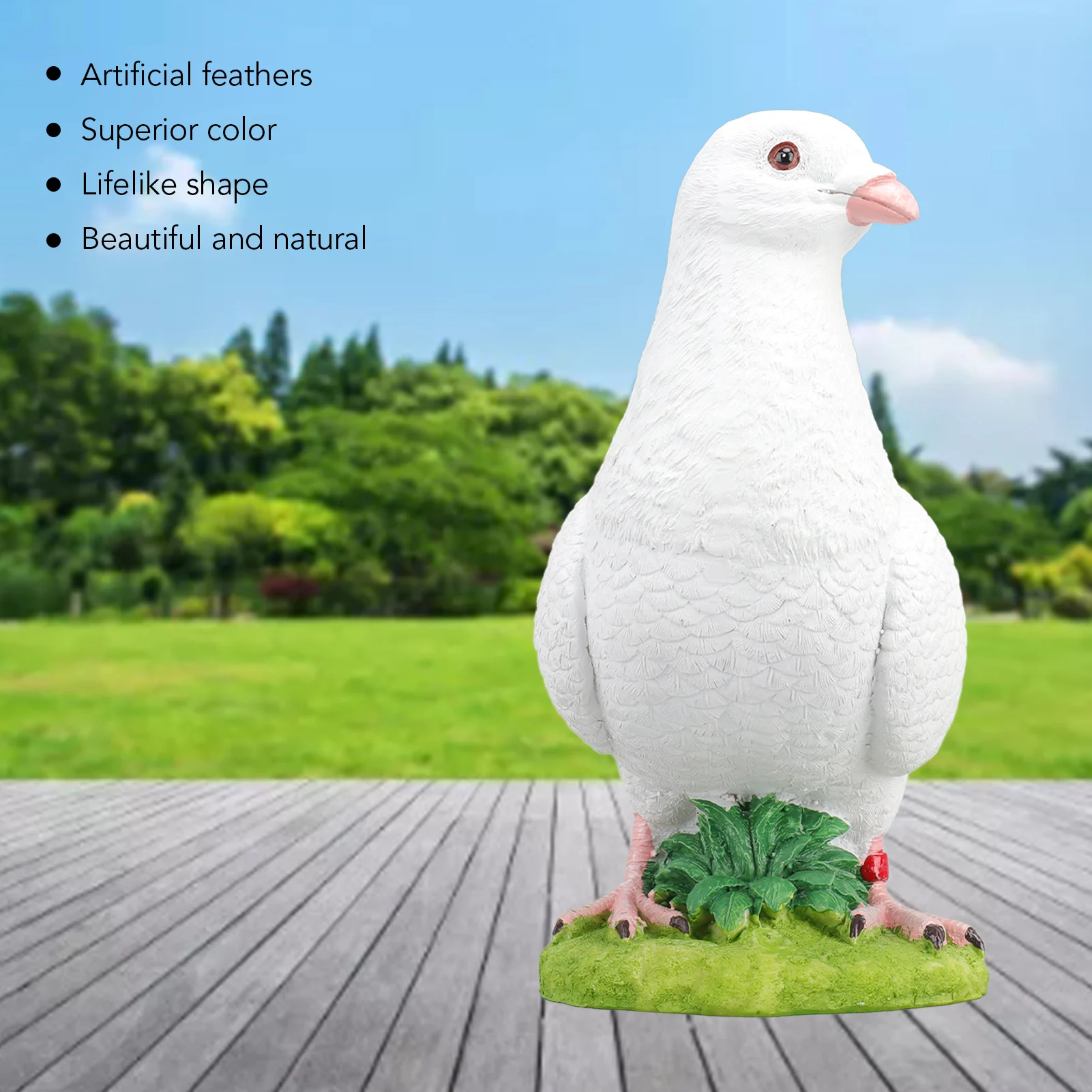 Artificial White Doves Ornament High Simulation Resin White Feather Birds Ornaments For Garden Home Decoration