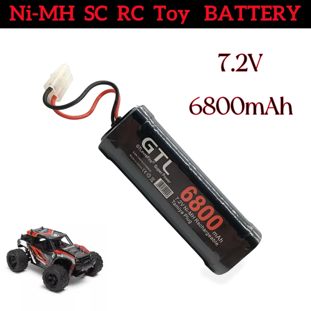 

7.2V 6800mAh Ni-MH SC Battery and 7.2v Charger For RC Toys Tank Car Airplane Helicopter With Tamiya Connectors 7.2 v Battery