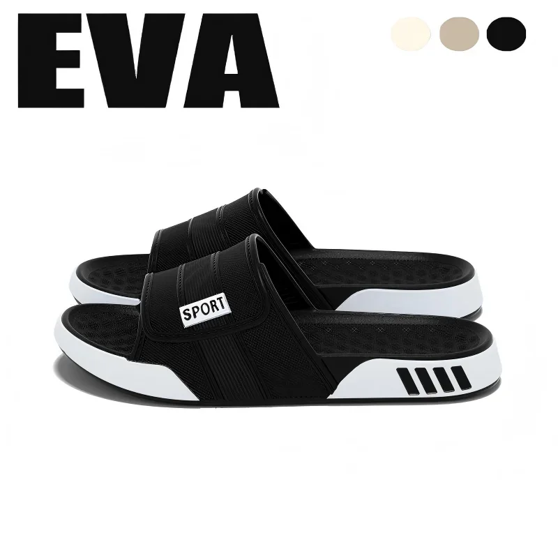ZUOFU Herren-Sportpantoffeln in großen Größen 40-47 mit flacher, weicher EVA-Sohle, rutschfeste Sommerschuhe für drinnen und draußen, für Zuhause und Streetwear. – Detail 8