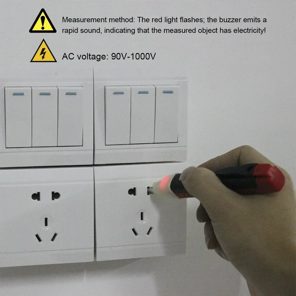 Voltímetro CA 110V 220V, sonda de voltaje, medidor de voltios, Detector de potencia, probador, enchufe sin contacto, indicador eléctrico de pared 90-1000V