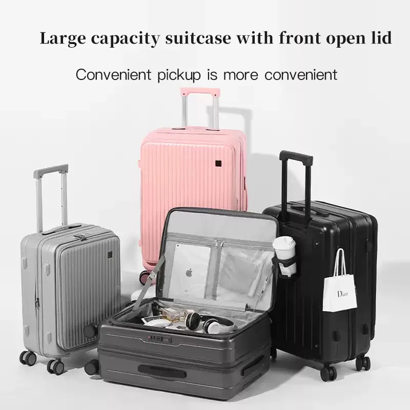SUSHIMU Trolley Case Travel Suitcase Boarding Case Password Box Suitcase Portable Wheel Rolling Luggage Bag Front opening
