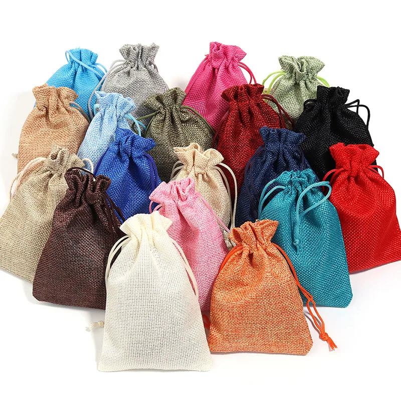 

5pcs/Lot Color Linen Bag Fabric Lint Jewelry Bag Packing Drawstring Pouch Fashion Jewelry Organizer Gift Bag Jewellry Pouches