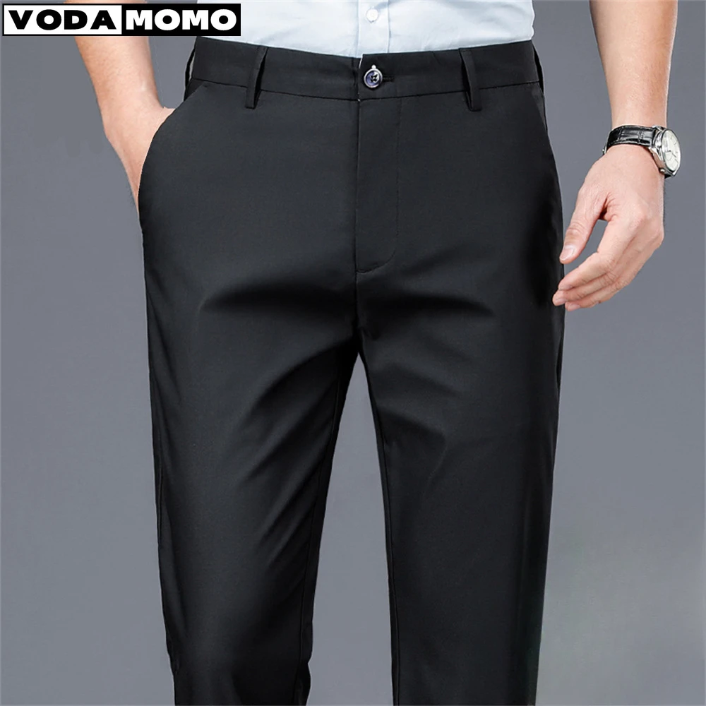 

Men's casual pants business formal trousers men's summer thin straight leg loose middle-aged men's pants ice silk pants