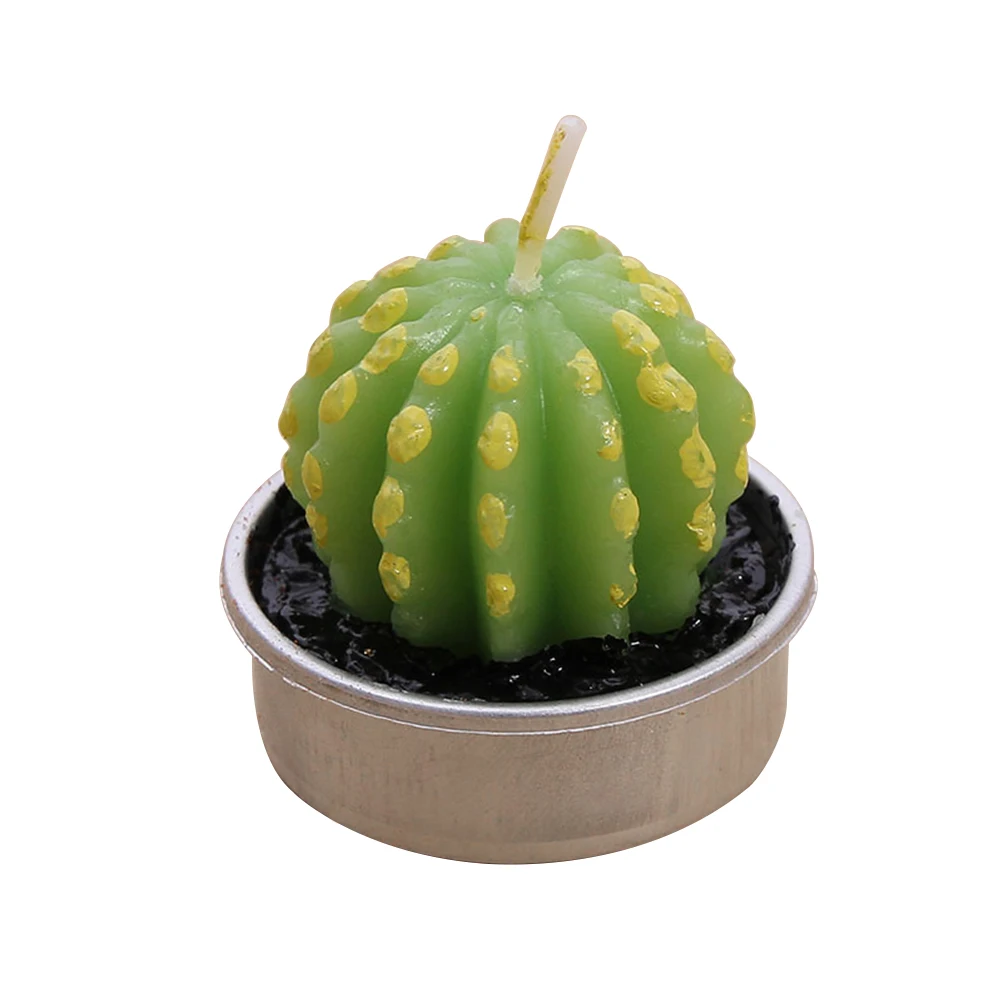 Green Cactus Candles Simulation Plant Decorative Table Tea Light Artificial Succulents Home Wedding Party Anniversary Festive
