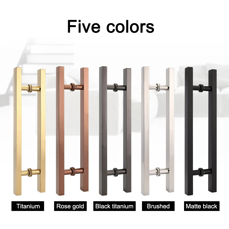 Stainless Steel Square Tubular Glass Handle Moving Doors Hardware Large Size Interior Door Handle for Home Fittings Hardware