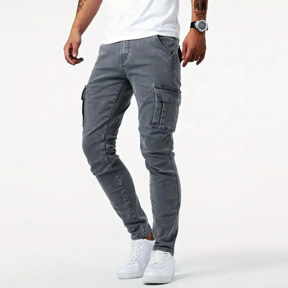 

Men Pants Durable Men's Work Pants with Reinforced Pockets Stretchy Fabric for Casual Daily Wear Travel Slim Fit Long Trousers