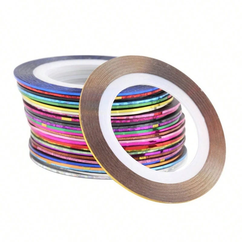 30PCS Nail Striping Tape Metallic Yarn Line 3d Nail Art Tool Color Rolls Nail Decals DIY Nail Tips Sticker Decoration