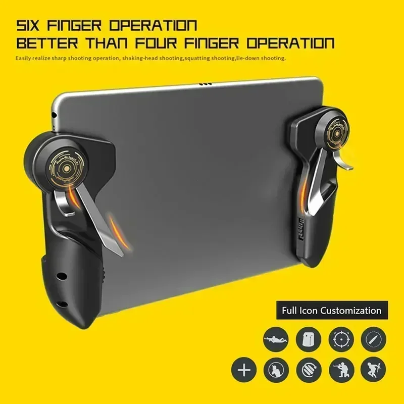 MEMO AK-PAD6K 6 Fingers Tablet Gaming Gamepad Button Triggers Joystick PUBG Mobile Controller For Ipad L1R1 Shooting Game Handle