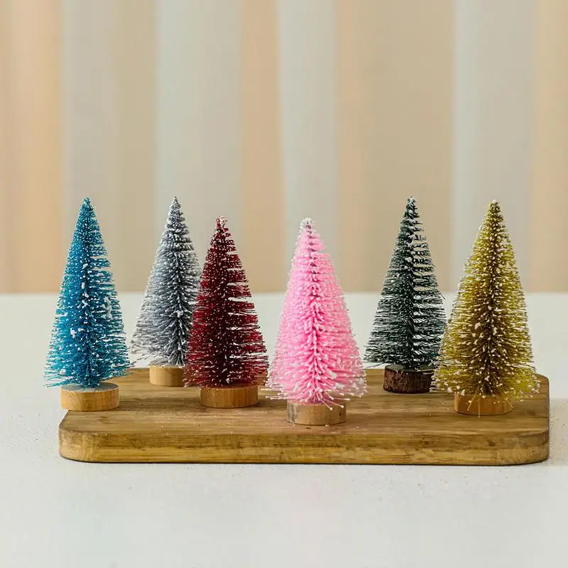 

4Pcs Miniature Christmas Tree Small Artificial Pines Snow Landscape Architecture Trees For Christmas Crafts Tabletop Decor