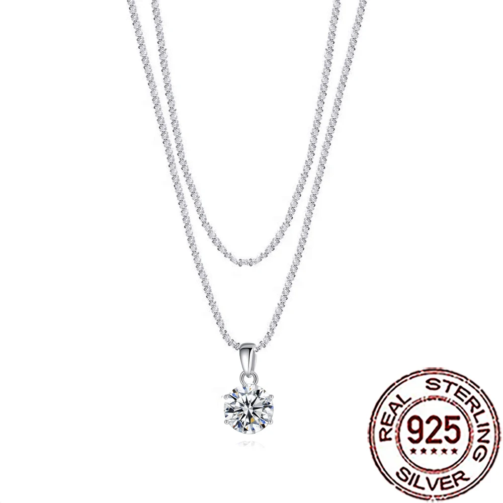 

CWWZircons из стерлингового серебра 925, изящный круглый кулон с фианитом, ожерелье для женщин, вечерние, свадебные, годовщины, ювелирные изделия, подарок SD020