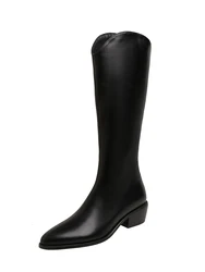 Microfiber Western Knee High Boots Half Side Zipper Petite Size Ladies Boots and Plus Size Shoes