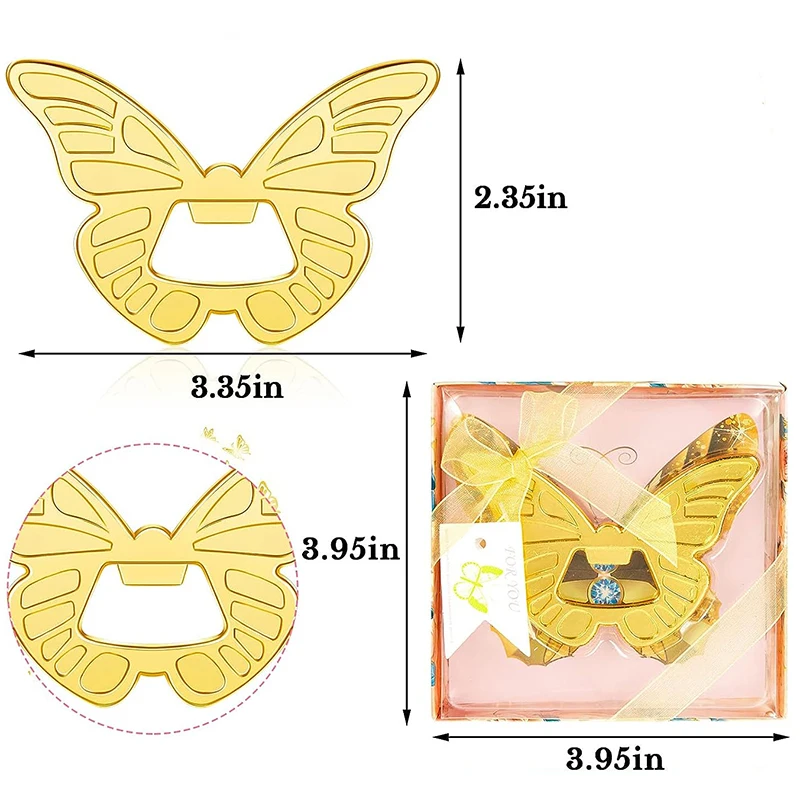 10/25Pcs Baby Shower Favor for Guest, Butterfly Shaped Bottle Opener with Exquisite Packaging, Wedding Party Souvenirs Gift