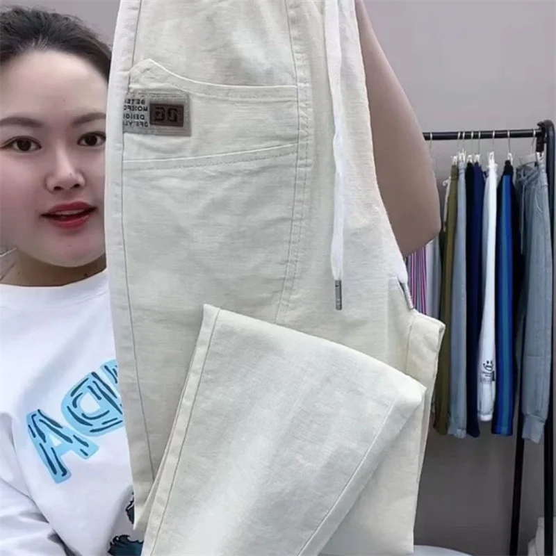 Spring Summer Women's Harem Pants High Waist Straight Casual All-match Pants Women Fashion Loose Cotton linen Trousers Female