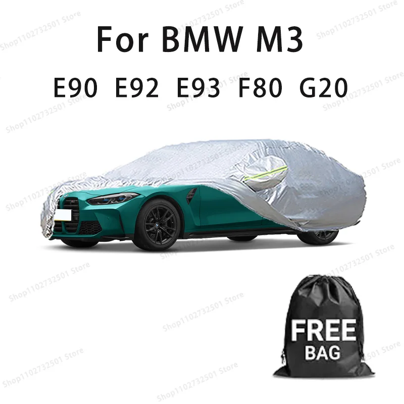 

For BMW M3 E90 E92 E93 F80 G20 Car Cover with Reflective Strip Dustproof UV Scratch-Resistant Sunscreen Protective cover