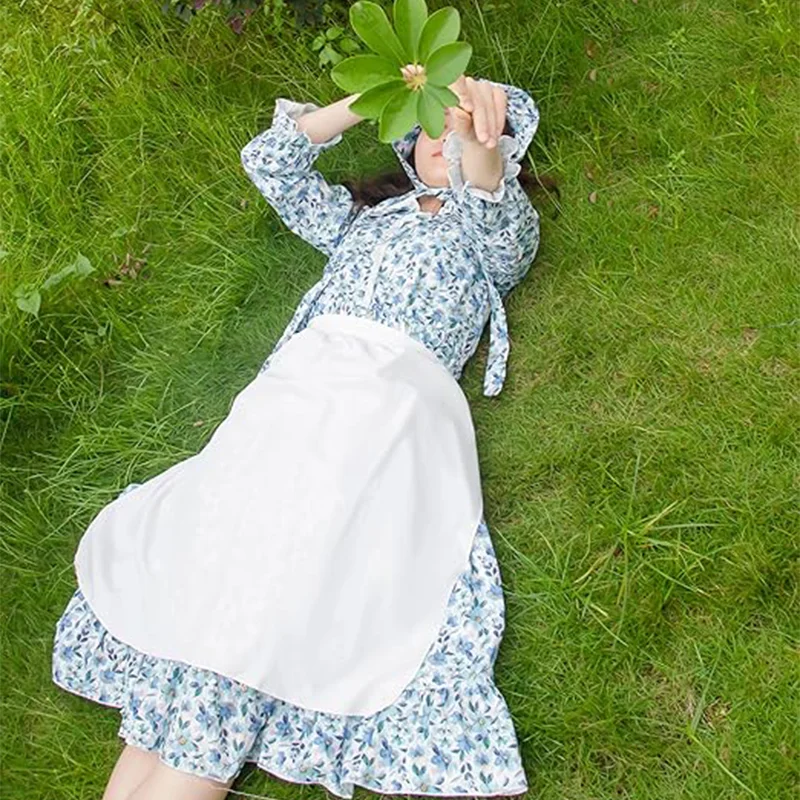 ชุดเด็กผู้หญิง Pioneer ชุดดอกไม้ Colonial Prairie สําหรับเด็กเล็กพร้อมผ้ากันเปื้อนและ Bonnet