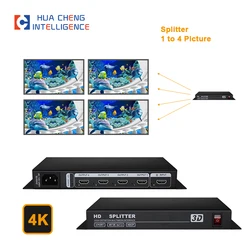 AMS-H1S4 4K/30Hz HD Splitter 1 In 4 Out 30m AV Sync Transmission Multi-Device Compatible Plug and Play 4 Screens