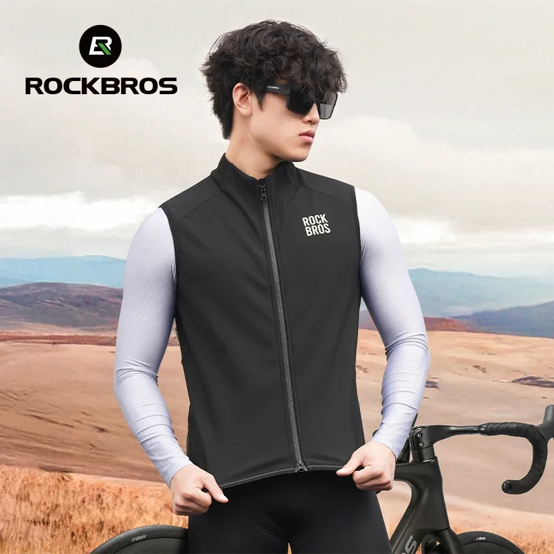 ROCKBROS سترة ركوب الدراجات يندبروف الشتاء الخريف الصوف الدافئة دراجة سترة للرياضة في الهواء الطلق الجبلية الطريق الحرارية دراجة القمم صدرية ﻿