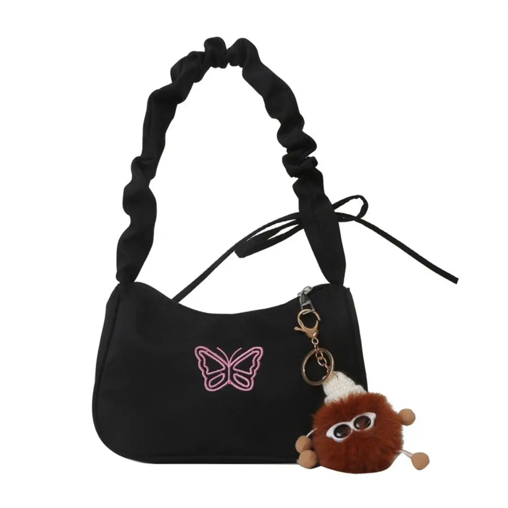 

Embroidery Bowknot Butterfly Shoulder Bag Ruffle Handle Y2k Style Ins Half-moon Underarm Bag Korean Style Phone Bag
