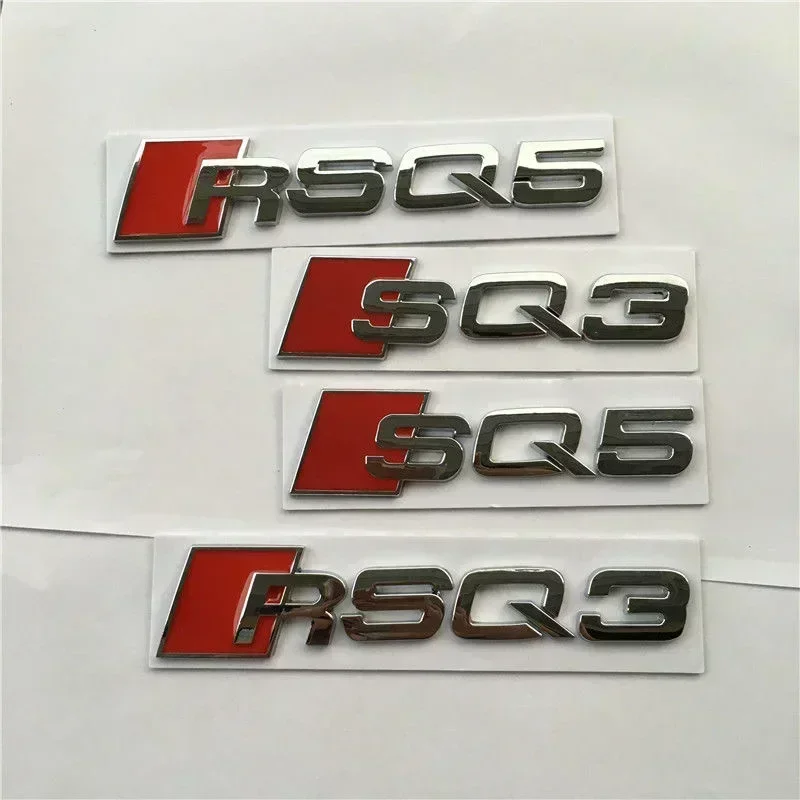 Audi SQ3 SQ5 SQ7 RSQ3 RSQ7 3D ABS Adhesive Black Silver Car Trunk Number Letters Sticker Logo Emblem Nameplate Badge Accessories